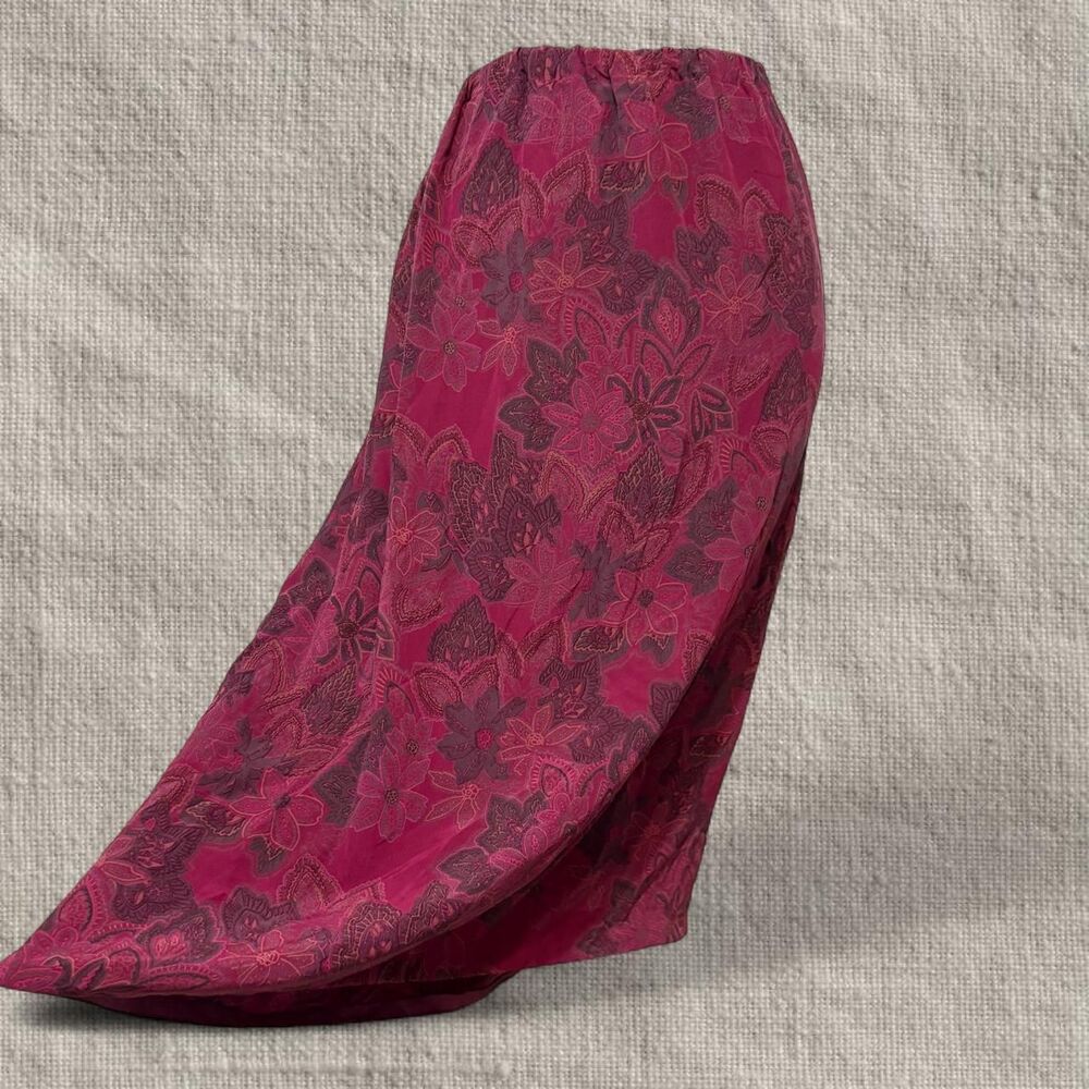 Whimsigoth Fairy Boho 100% Silk Evan Picone Midi Skirt • Size 16
